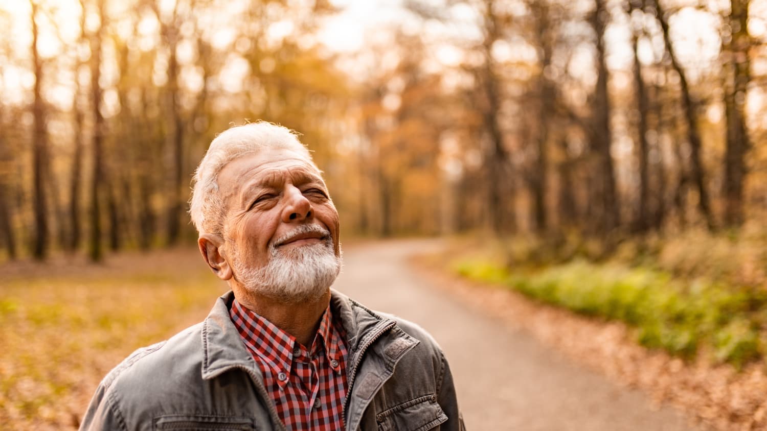 old man in the woods after cirrhosis treatment