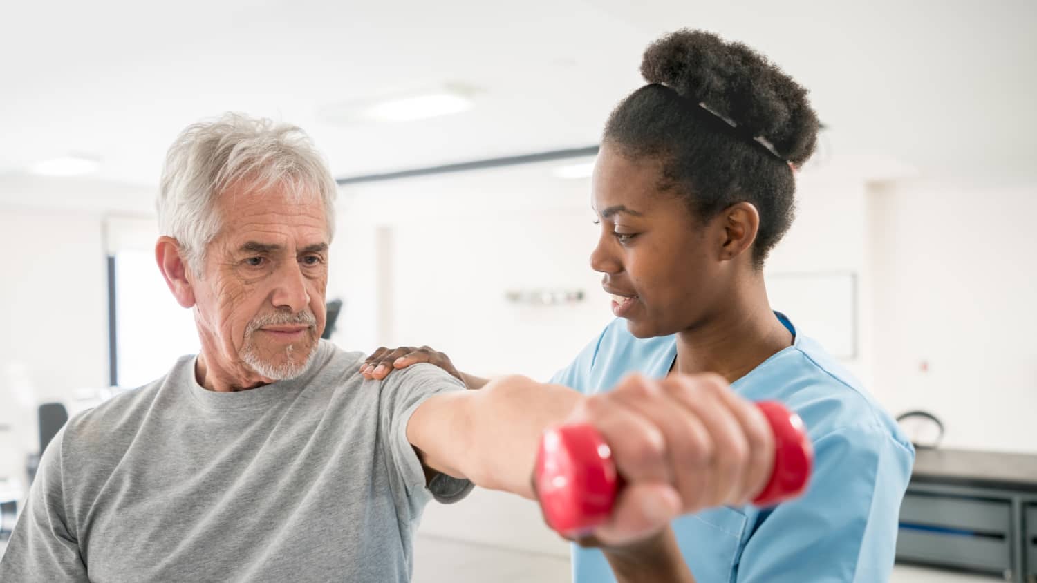 man undergoing  cardiac rehabilitation