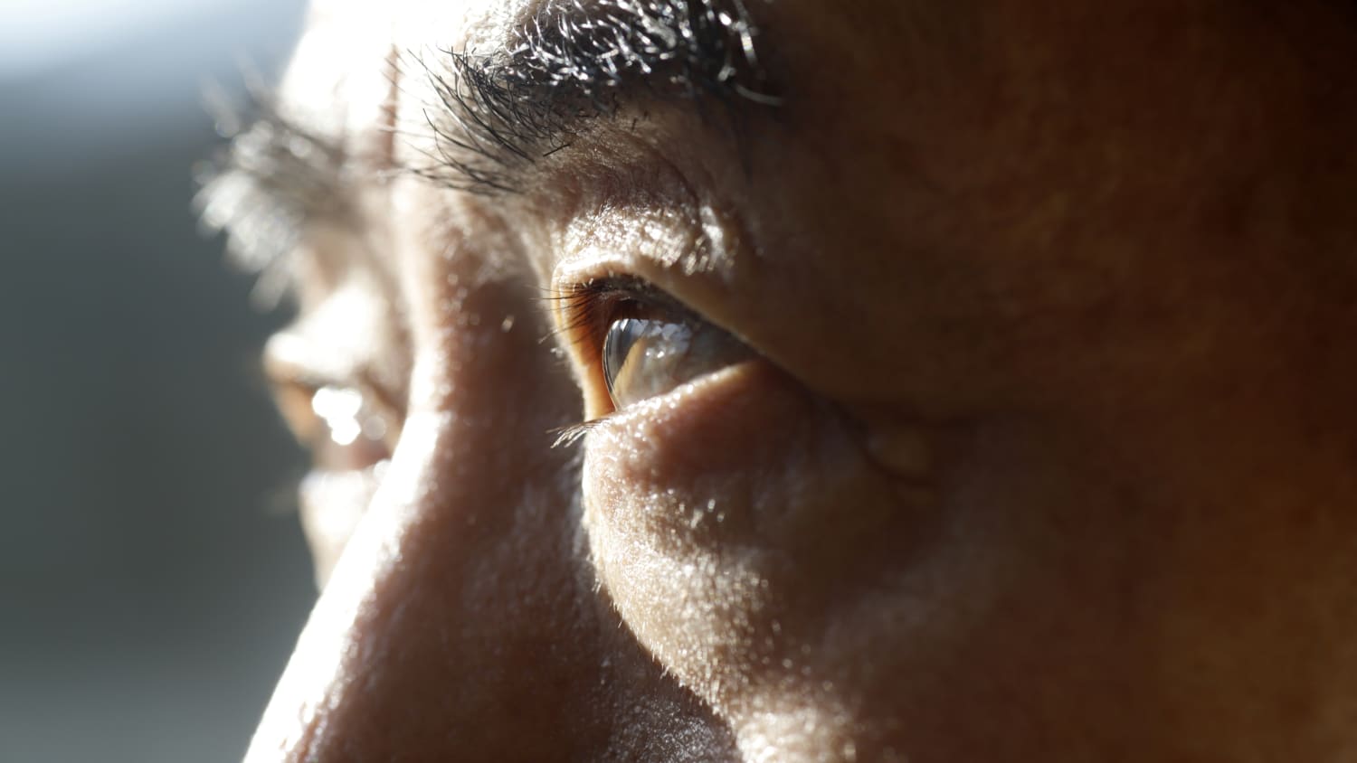 Older Adult Male Eyes Looking Toward Sun