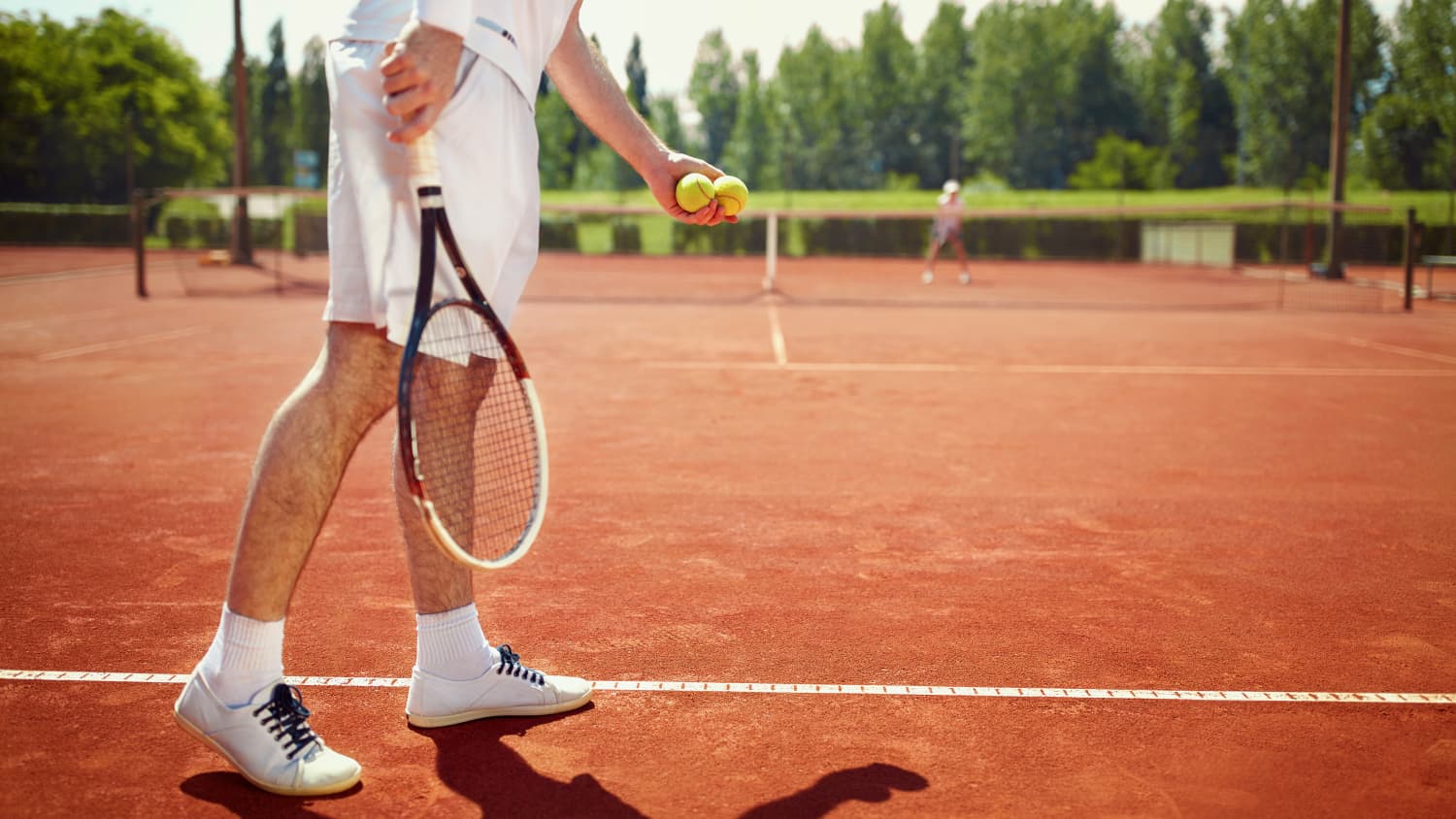 Legs of a tennis player, who may have lipodystrophy, a group of rare syndromes that causes a person to lose fat tissue on some parts of the body, while gaining it in others.