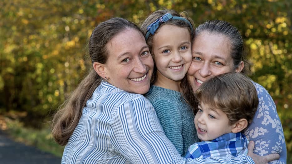 Family hugging