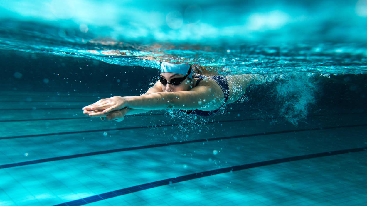 Female athlete swimmer in a pool