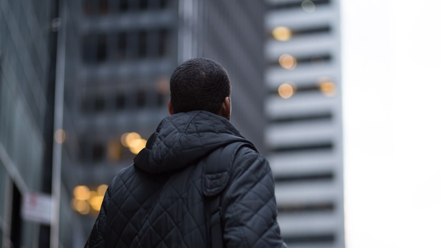 A man outside with his back turned may have an anxiety disorder.