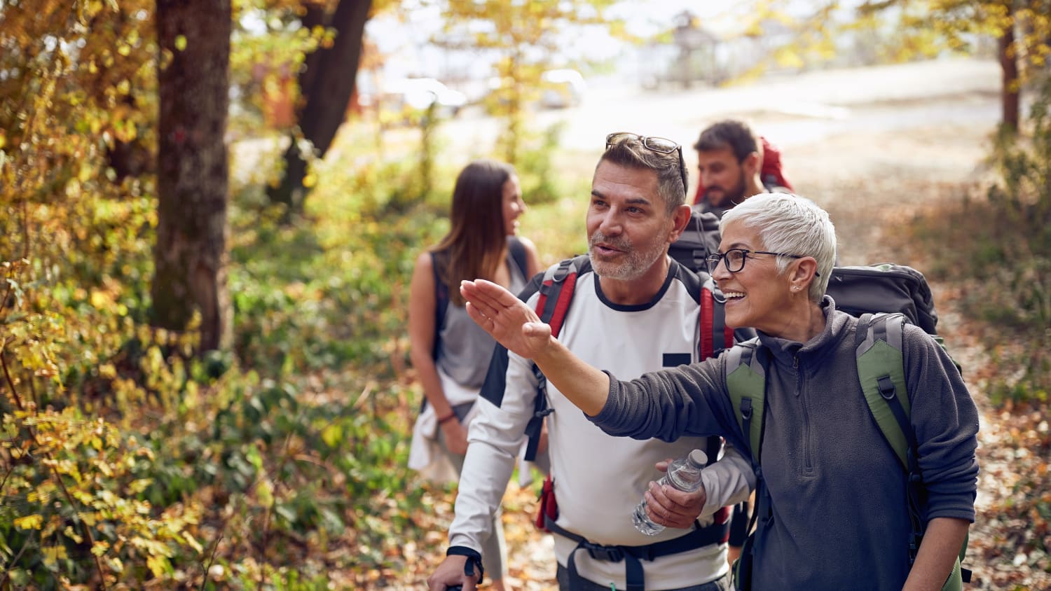 older couple hiking after undergoing Gamma Knife radiosurgery