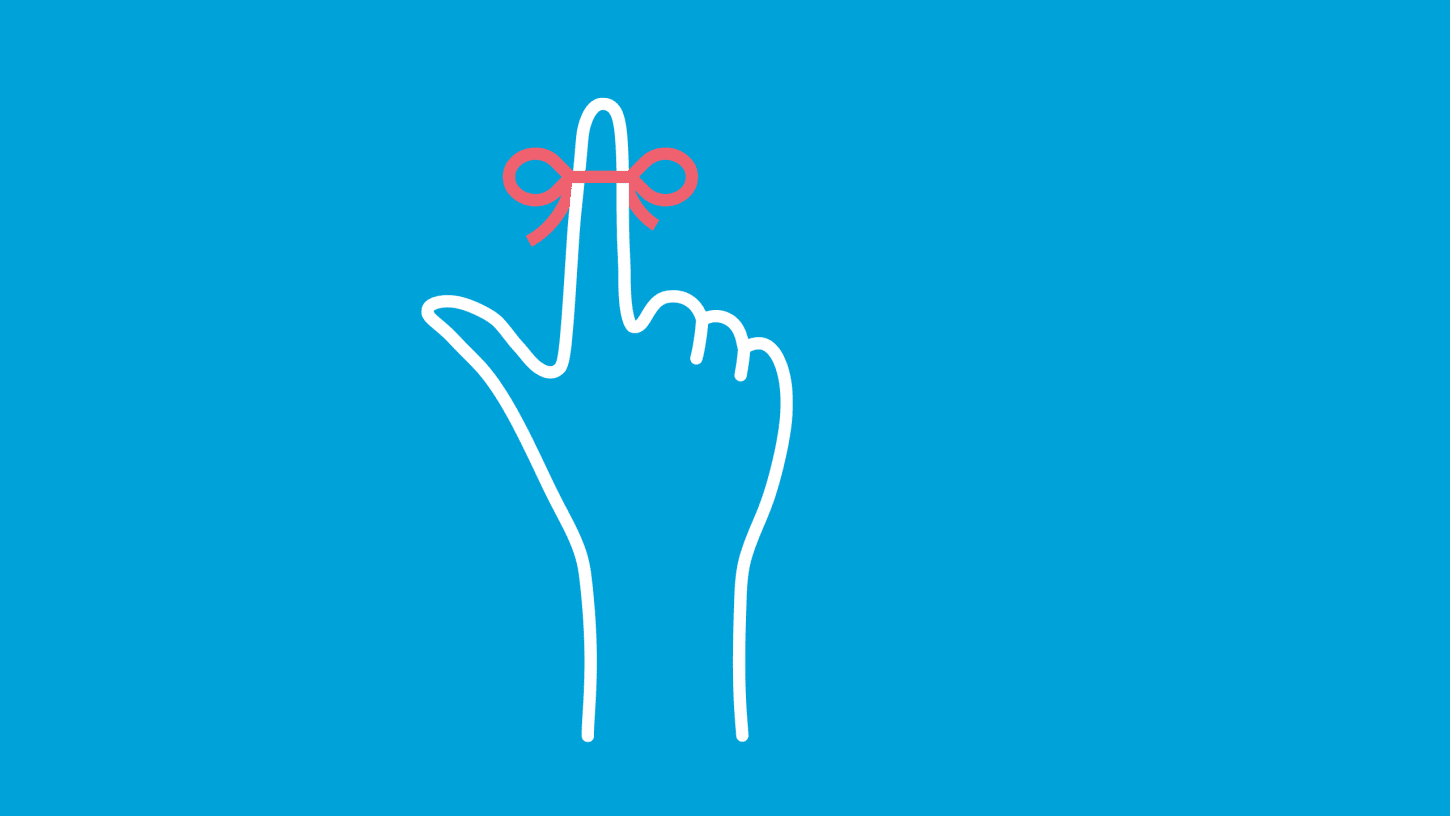 illustration of a hand with a string tied to a finger, representing memory loss associated with mild cognitive impairment