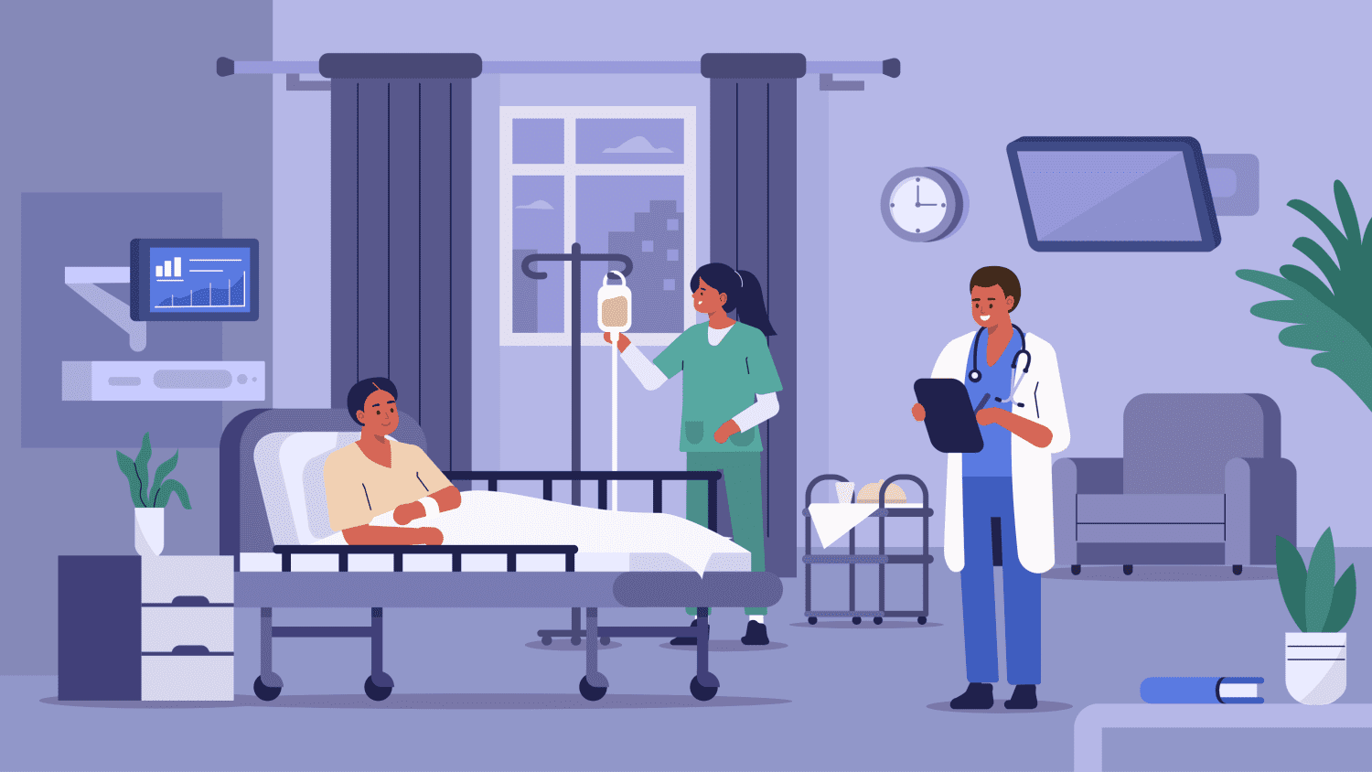 Illustration of patient preparing for surgery