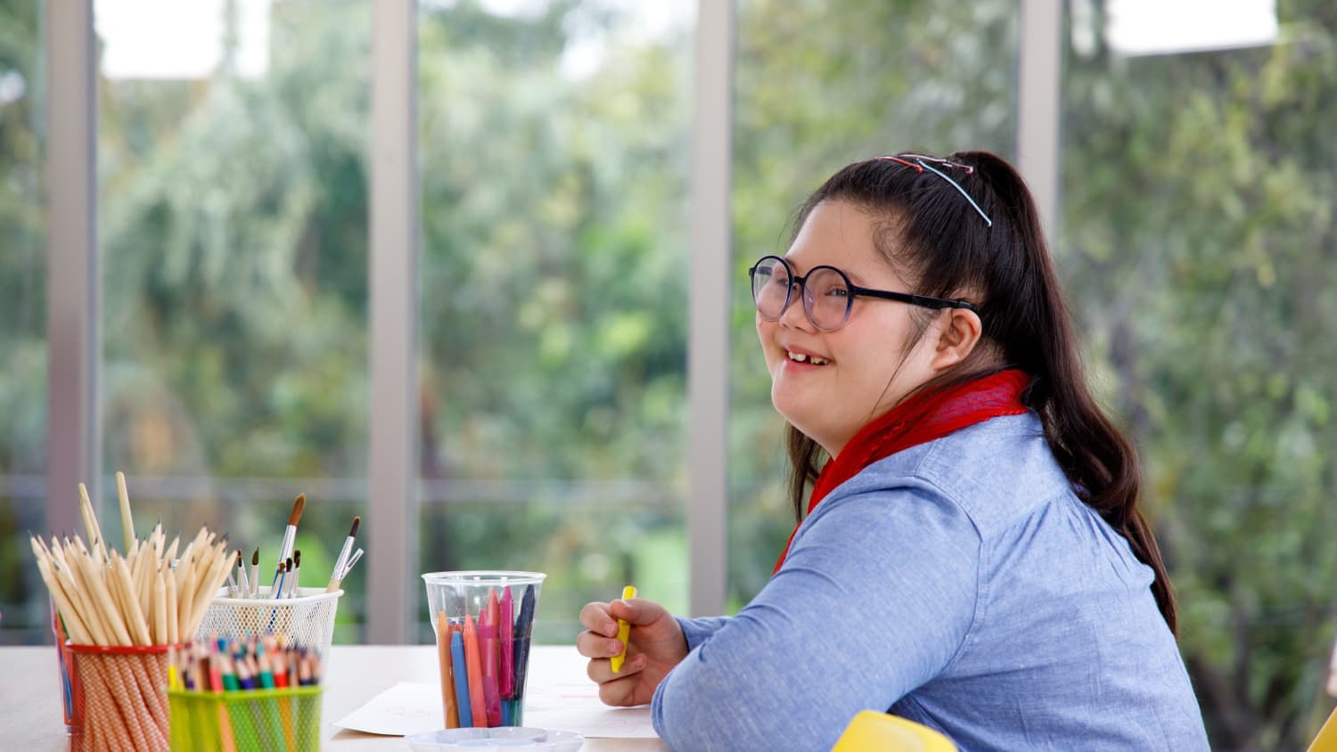 young girl with Down syndrome