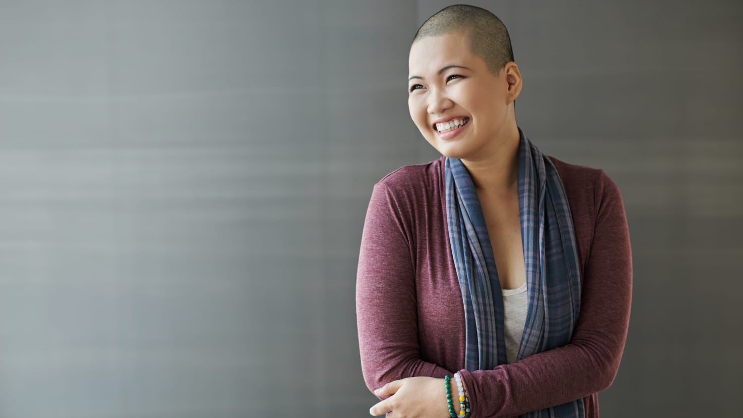 A photograph of a woman who may have recovered from uterine cancer