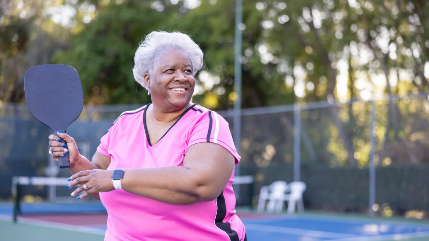 woman with Chronic Kidney Disease playing pickleball