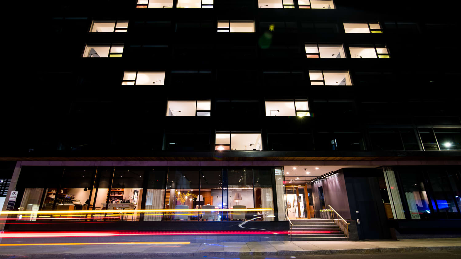 The Study at Yale hotel in New Haven lights up windows in a heart shape in support of health care workers during the COVID-19 pandemic