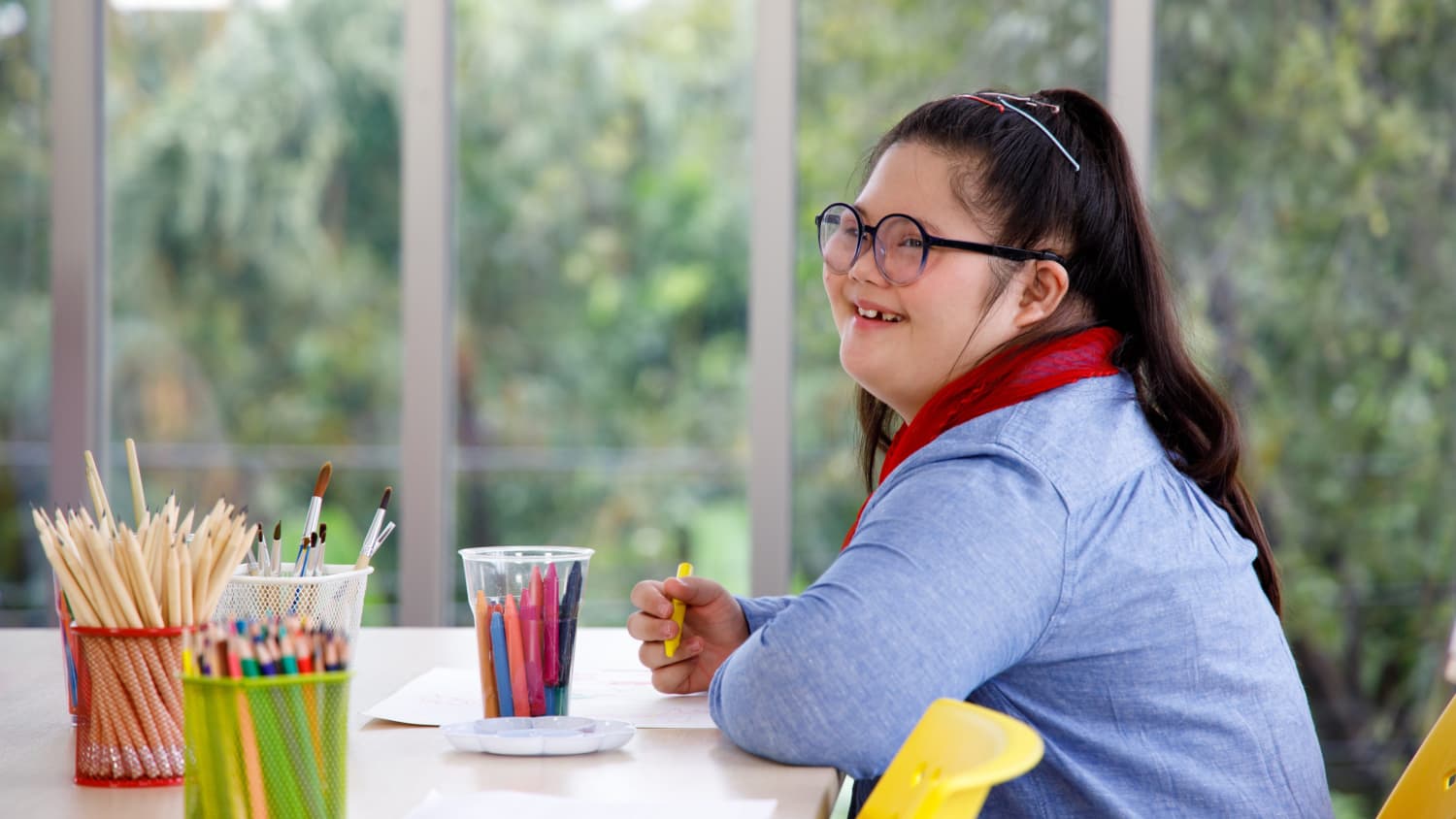 young girl with Down syndrome