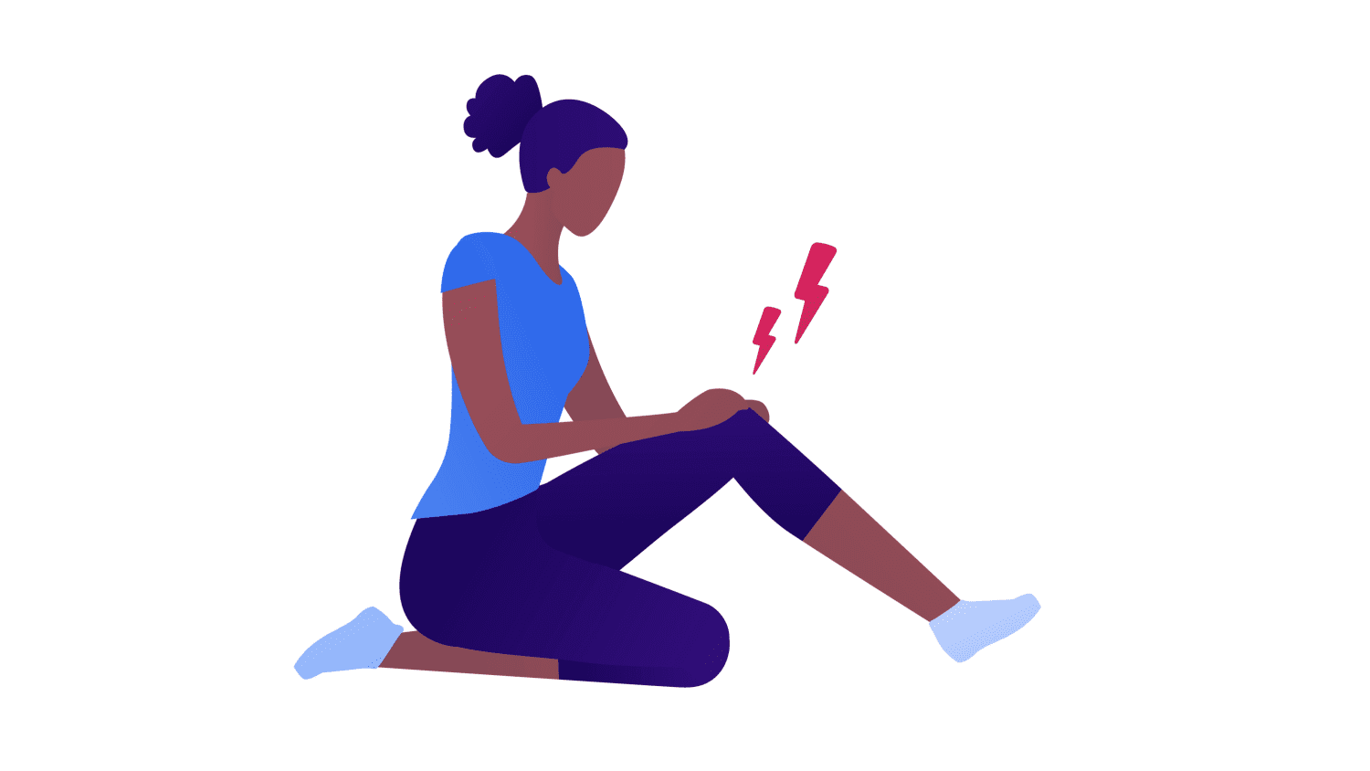 illustration of woman with knee pain who needs a cortisone shot