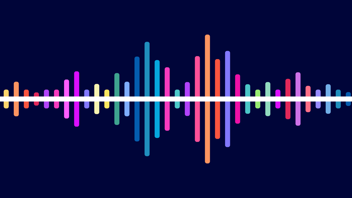 Colorful sound wave illustration, representing remote cochlear implant programming