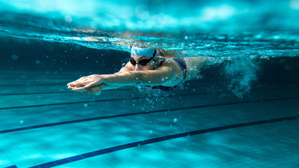 Female athlete swimmer in a pool