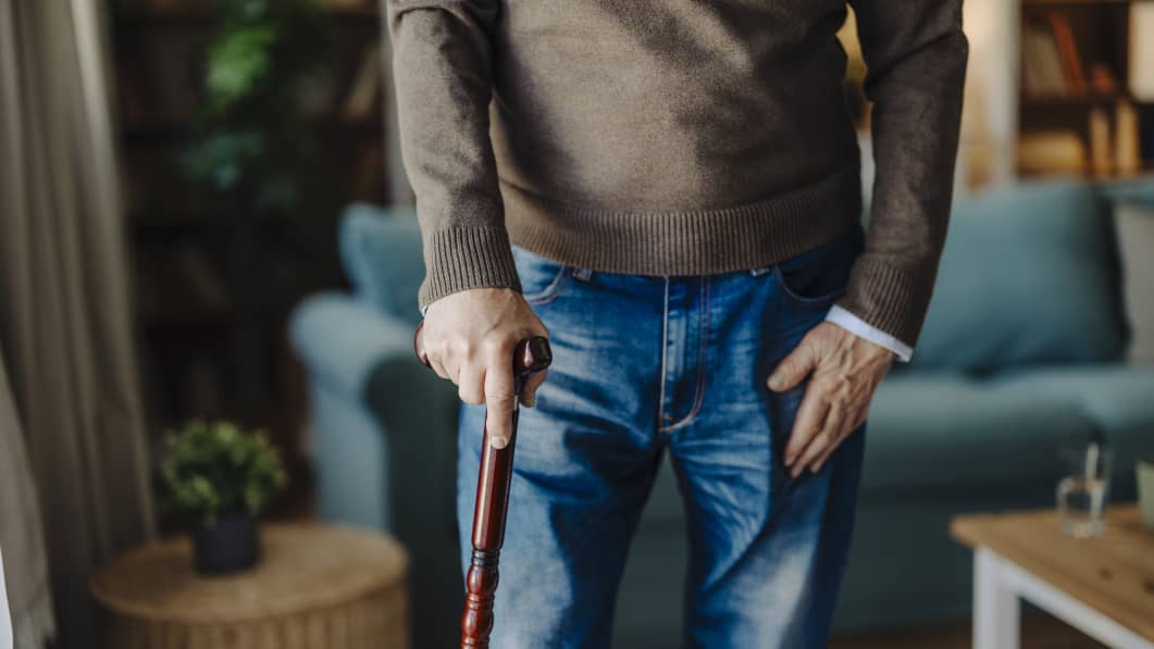 man with cane