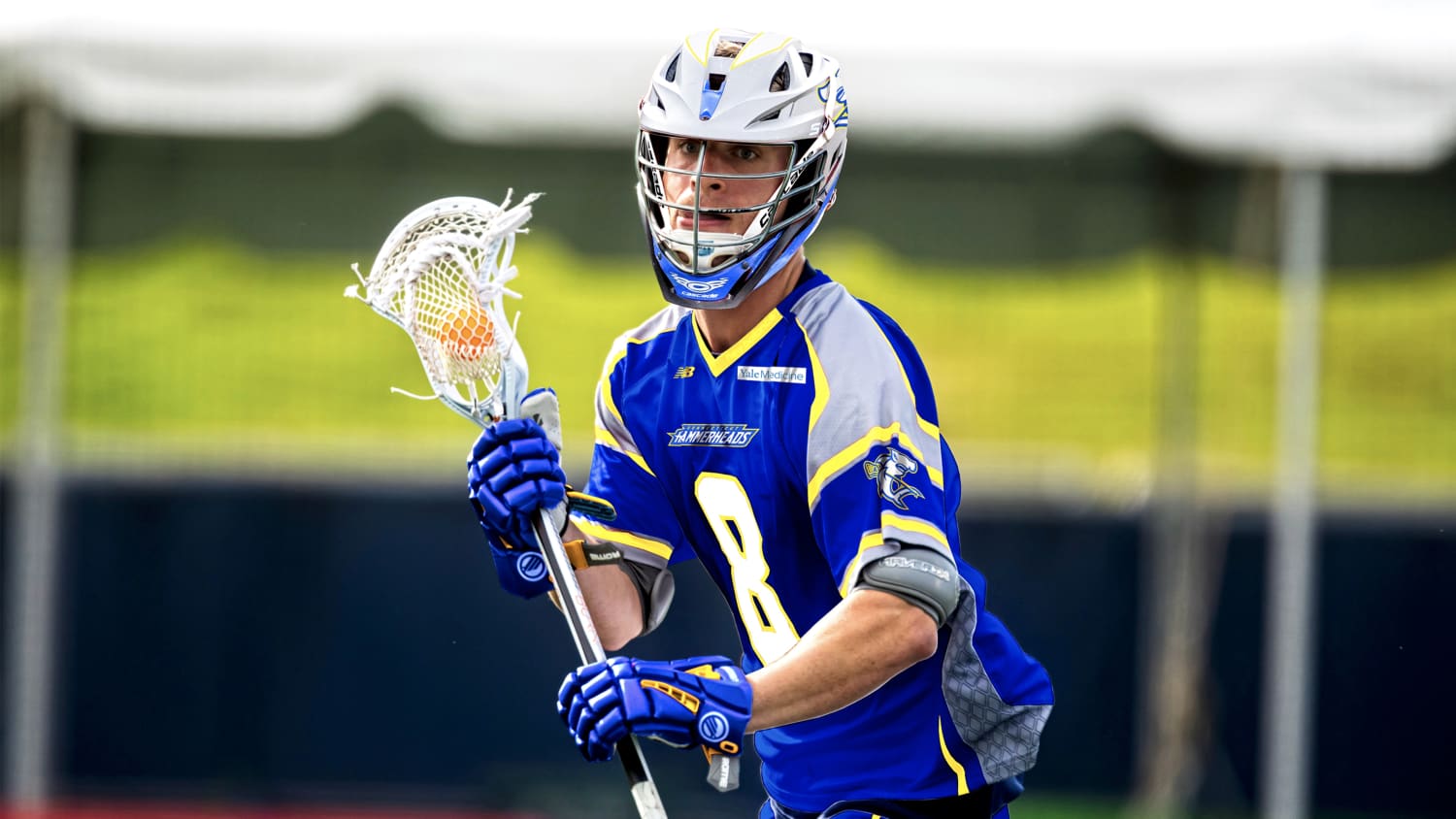 Ryan Beville, a member of the Connecticut Hammerheads lacrosse team