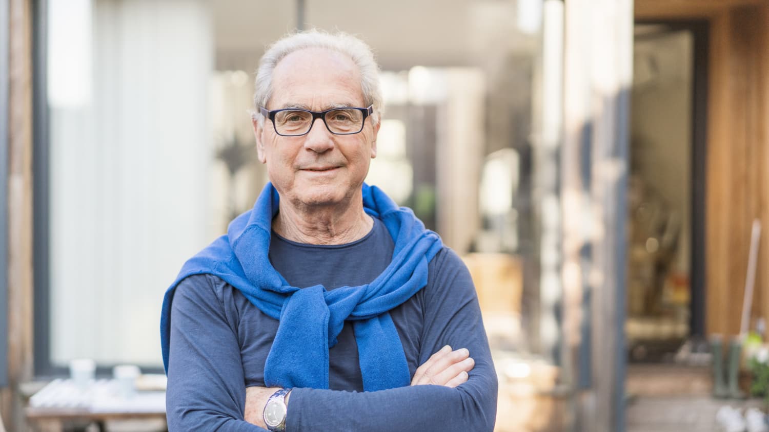 A man with vascular abnormalities gazes at the camera.