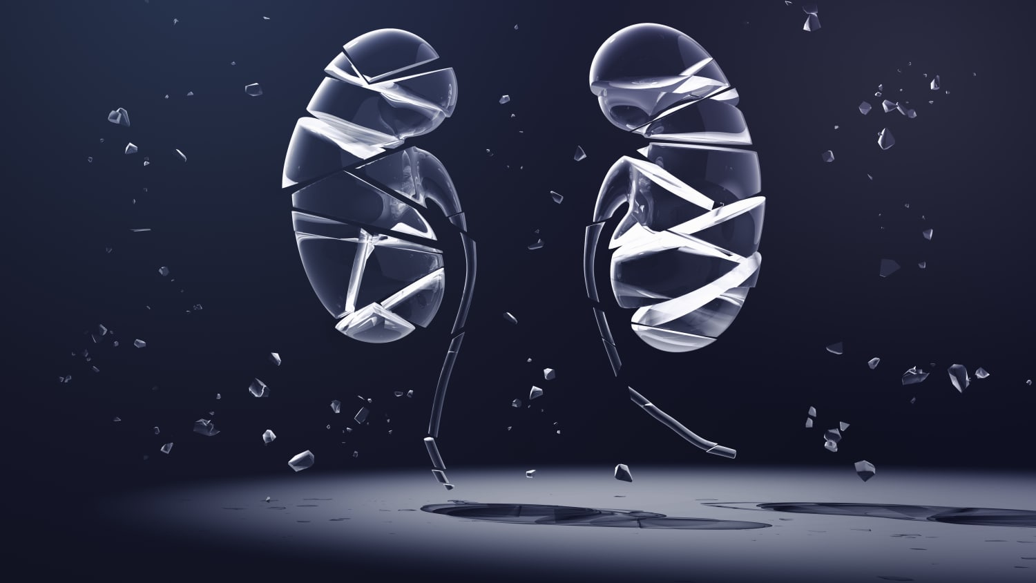 illustration of broken glass kidneys, representing chronic kidney disease