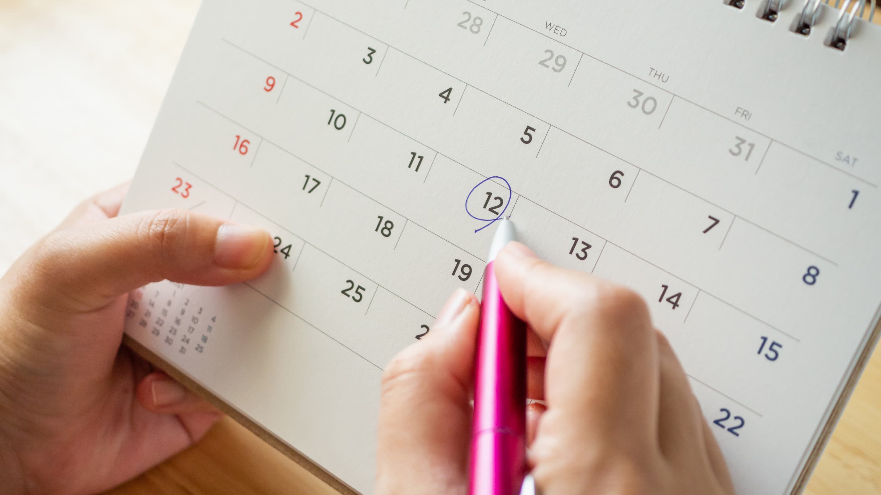 marking the calendar, for delayed infertility treatments