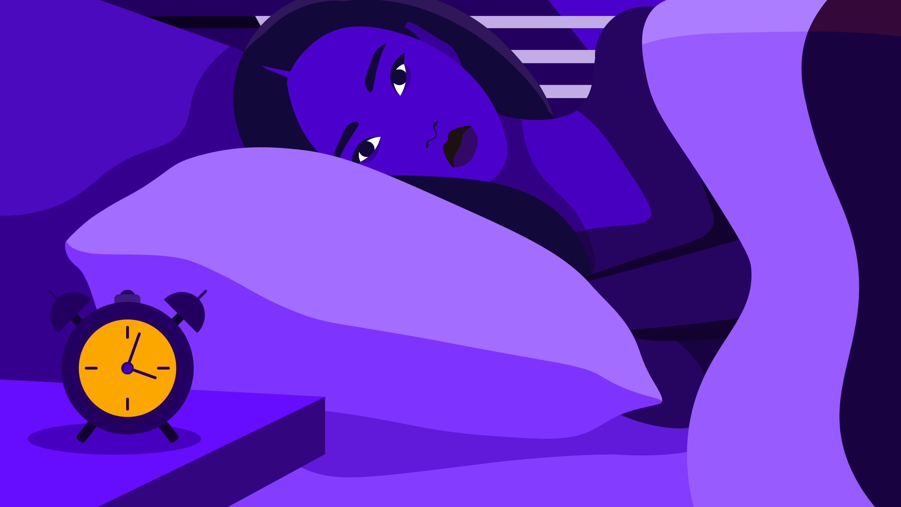 illustration of someone having difficulty sleeping, possibly because of COVID-19 dreams