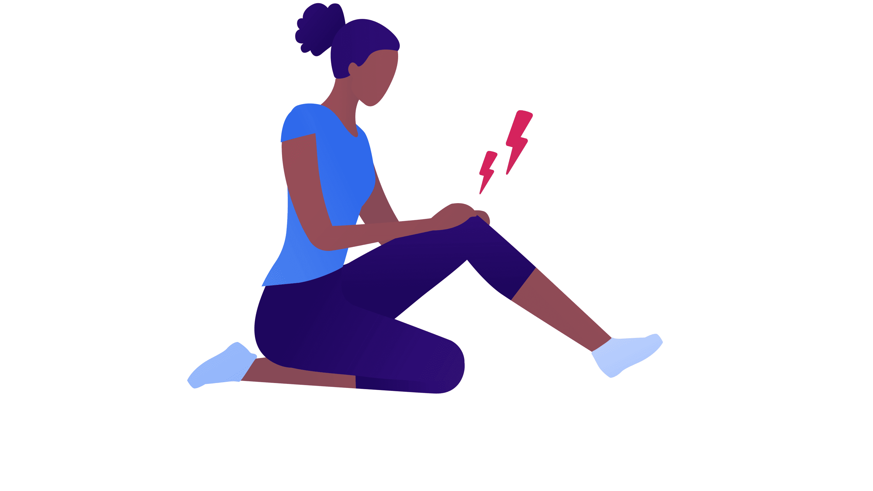 illustration of woman with knee pain who needs a cortisone shot