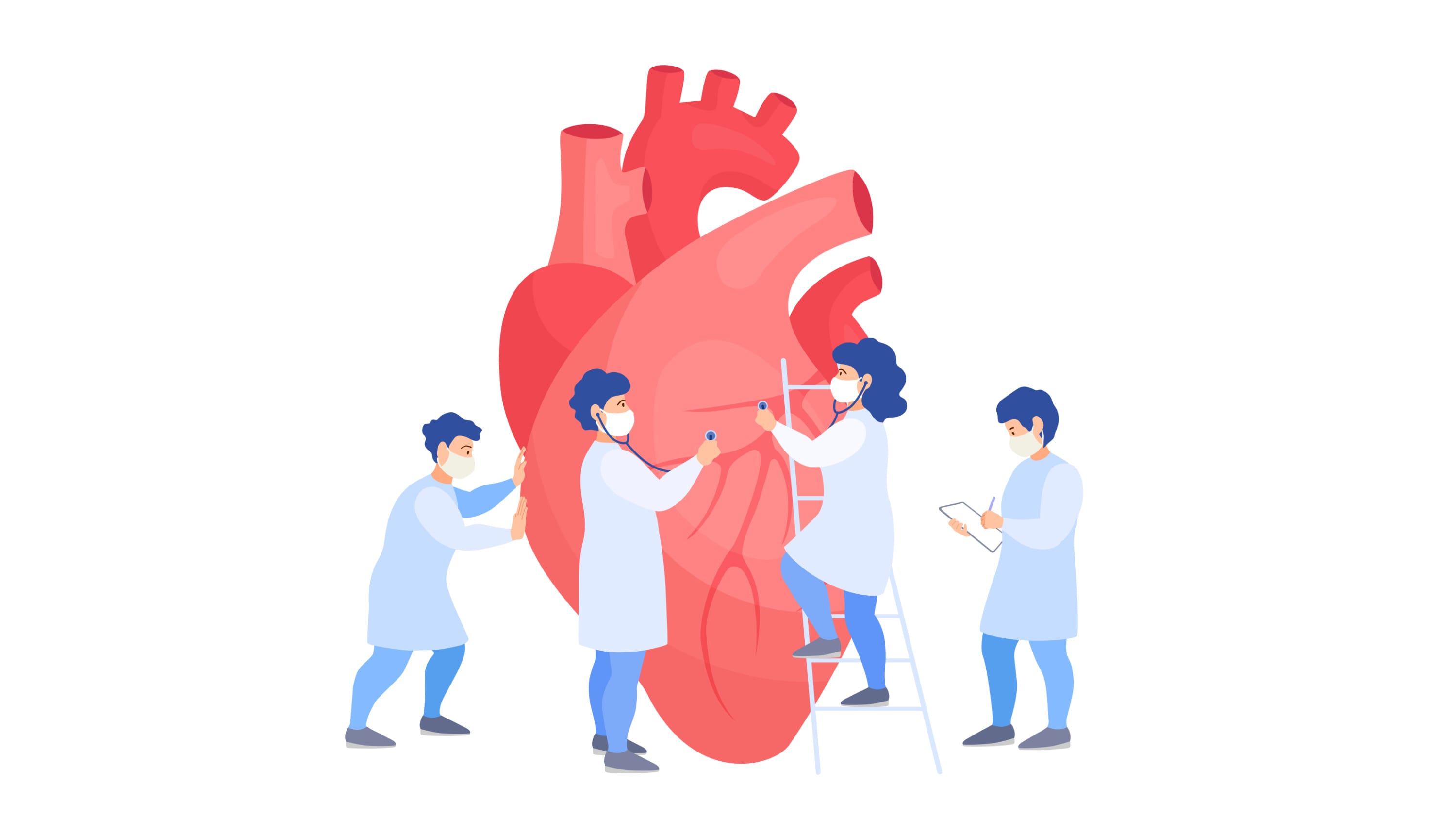 illustration of doctors checking a heart