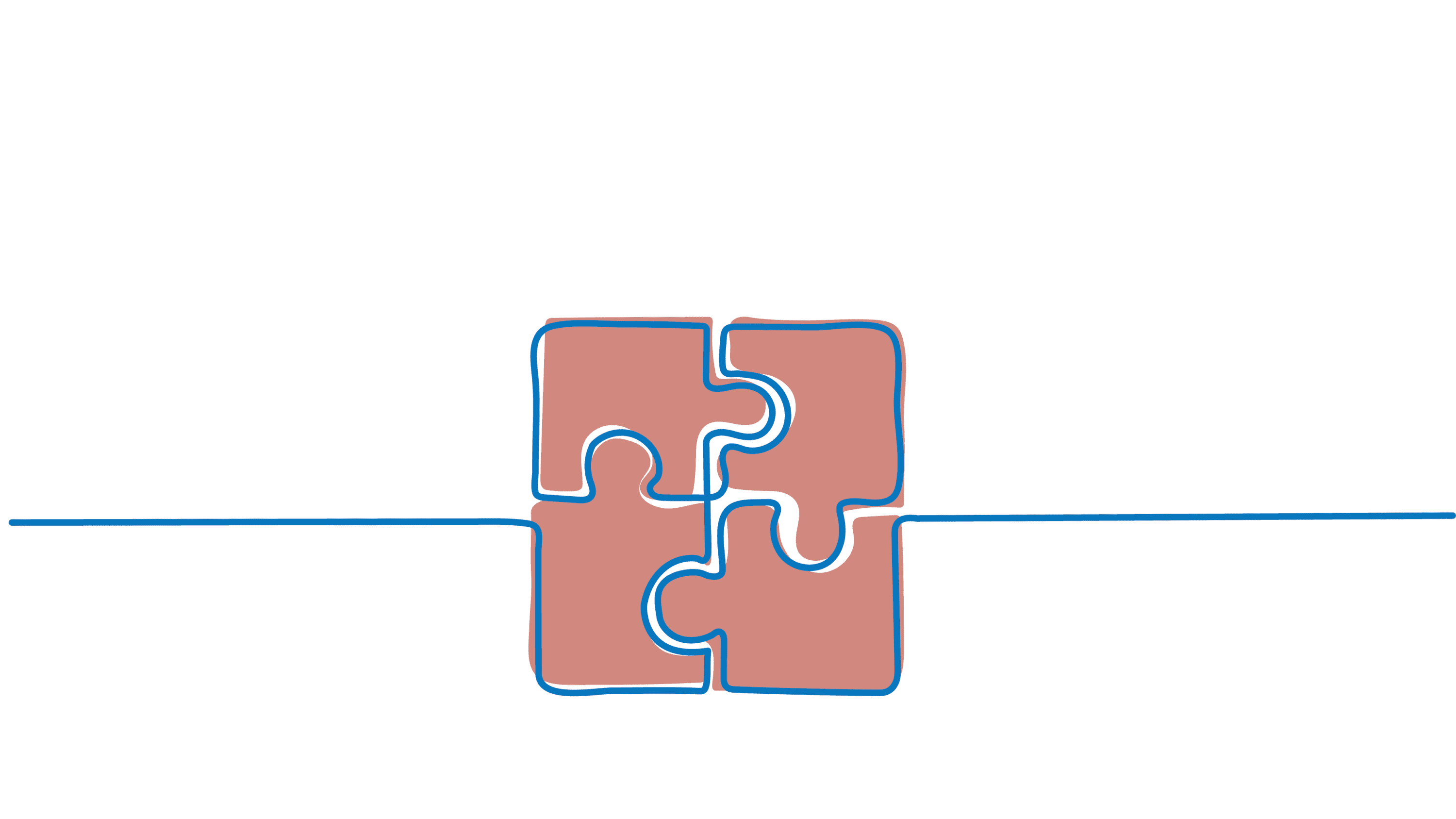 Line drawing of puzzle pieces fitting together