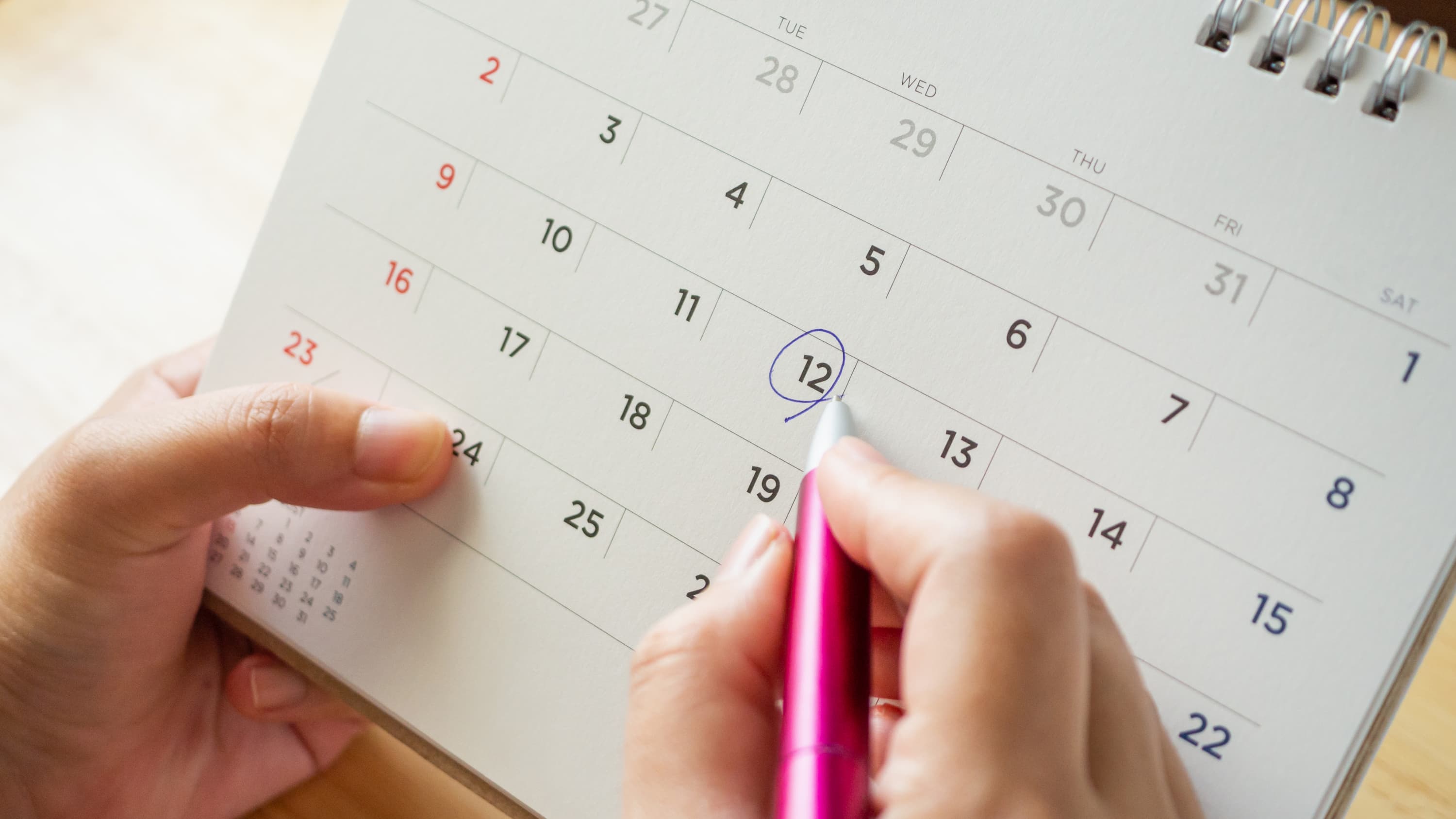 marking the calendar, for delayed infertility treatments