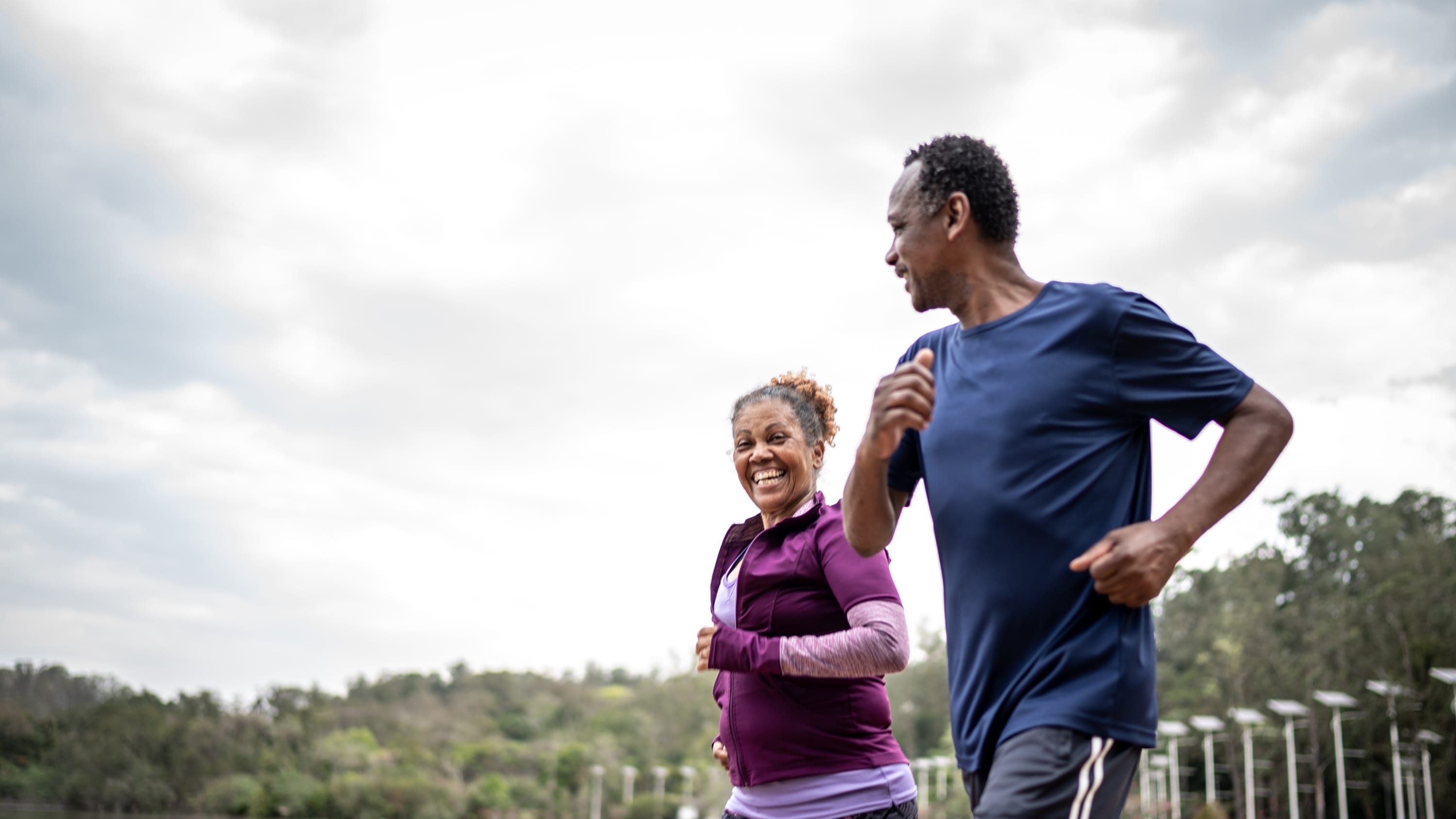 two people with diabetes exercising