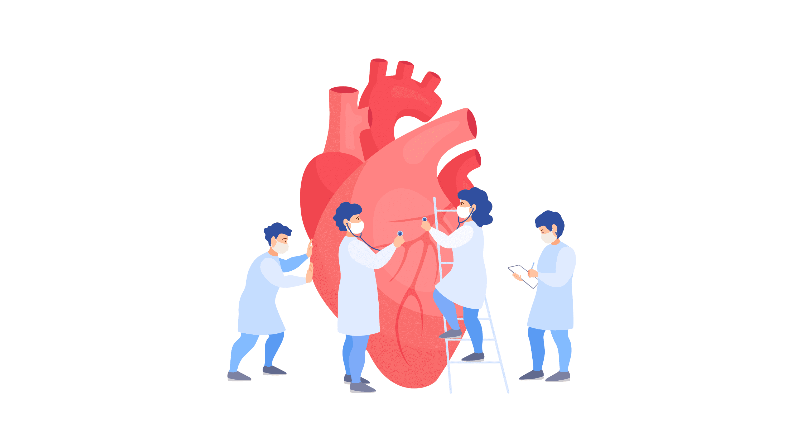 illustration of doctors checking a heart