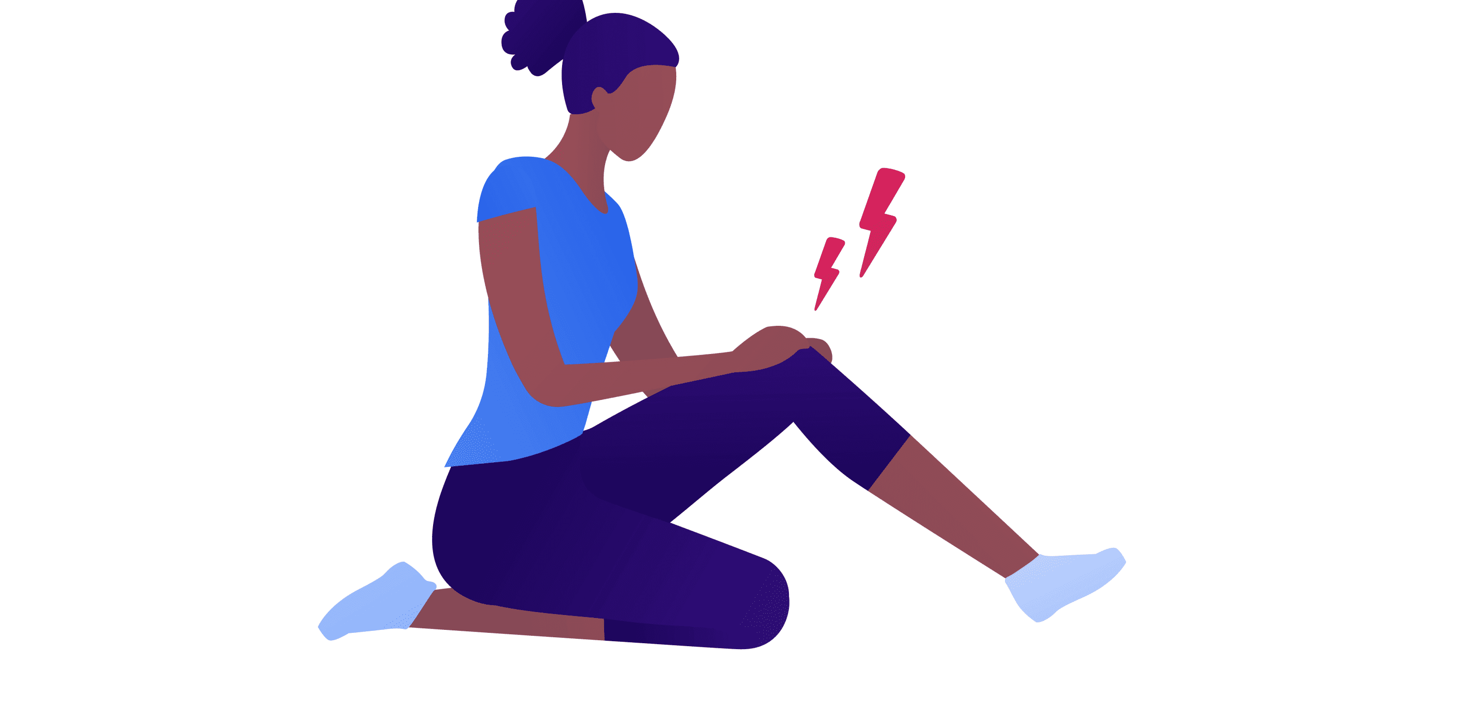 illustration of woman with knee pain who needs a cortisone shot