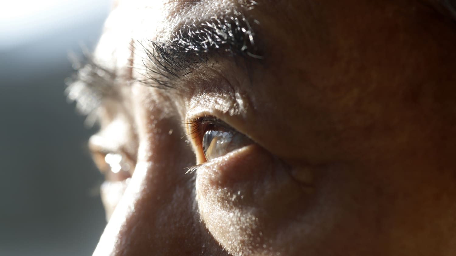 Older Adult Male Eyes Looking Toward Sun