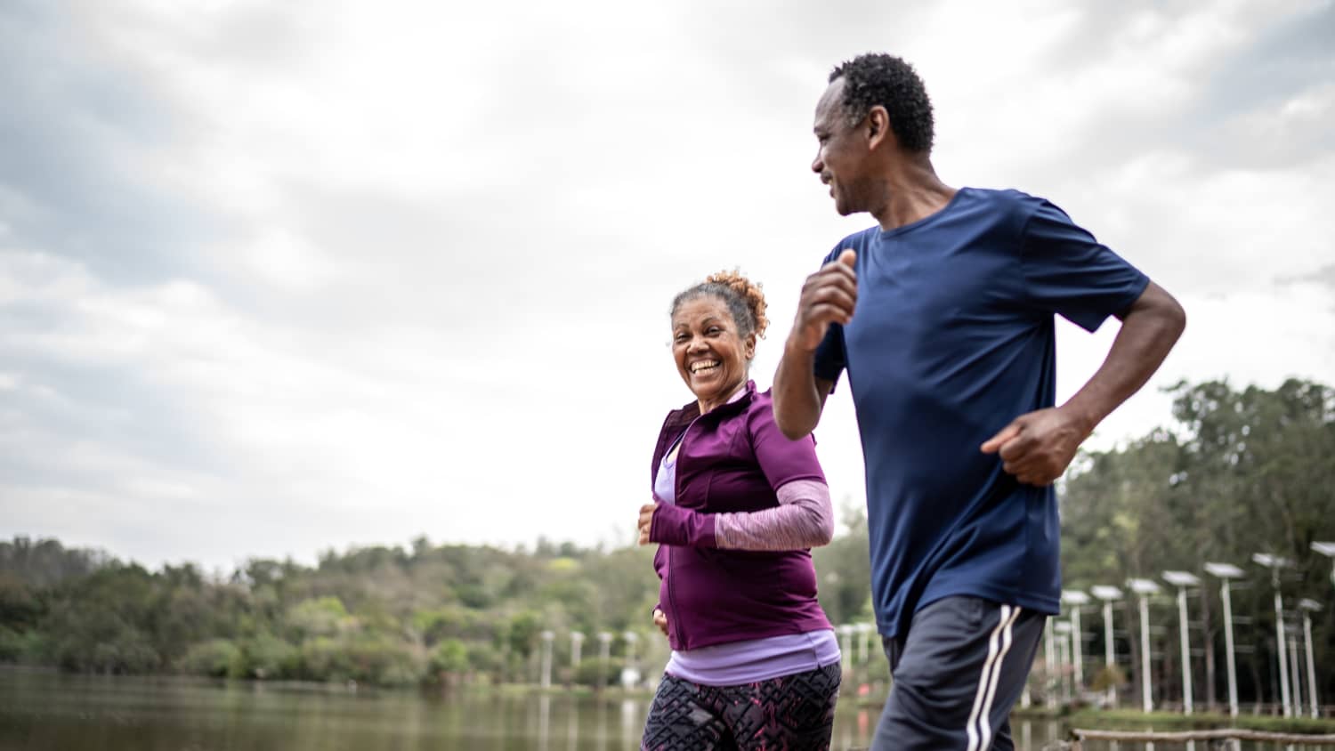 two people with diabetes exercising