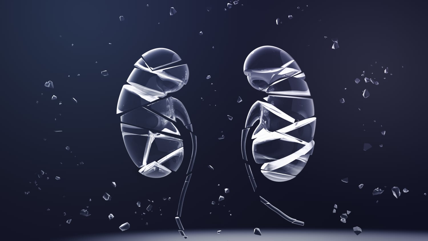 illustration of broken glass kidneys, representing chronic kidney disease