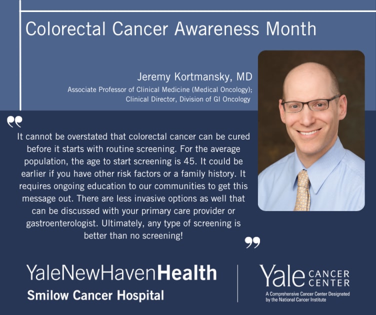 Jeremy Kortmansky, MD, in Recognition of Colorectal Cancer Awareness Month