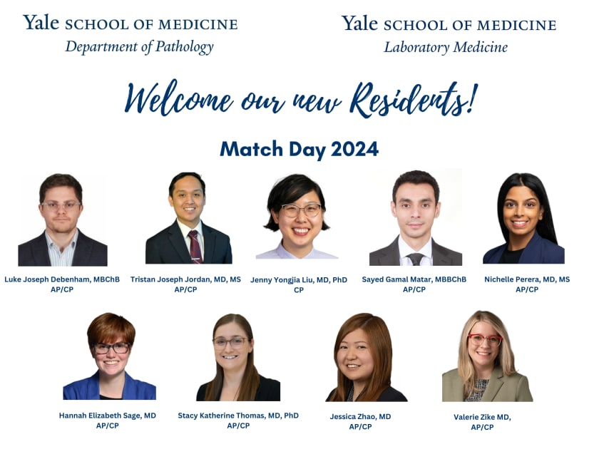 Yale Pathology 9 New Residents on Match Day 2024