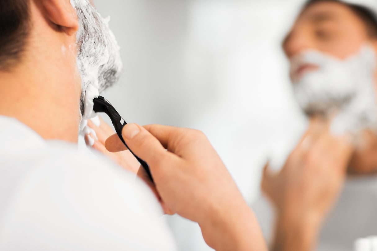 Shaving curly facial hair top