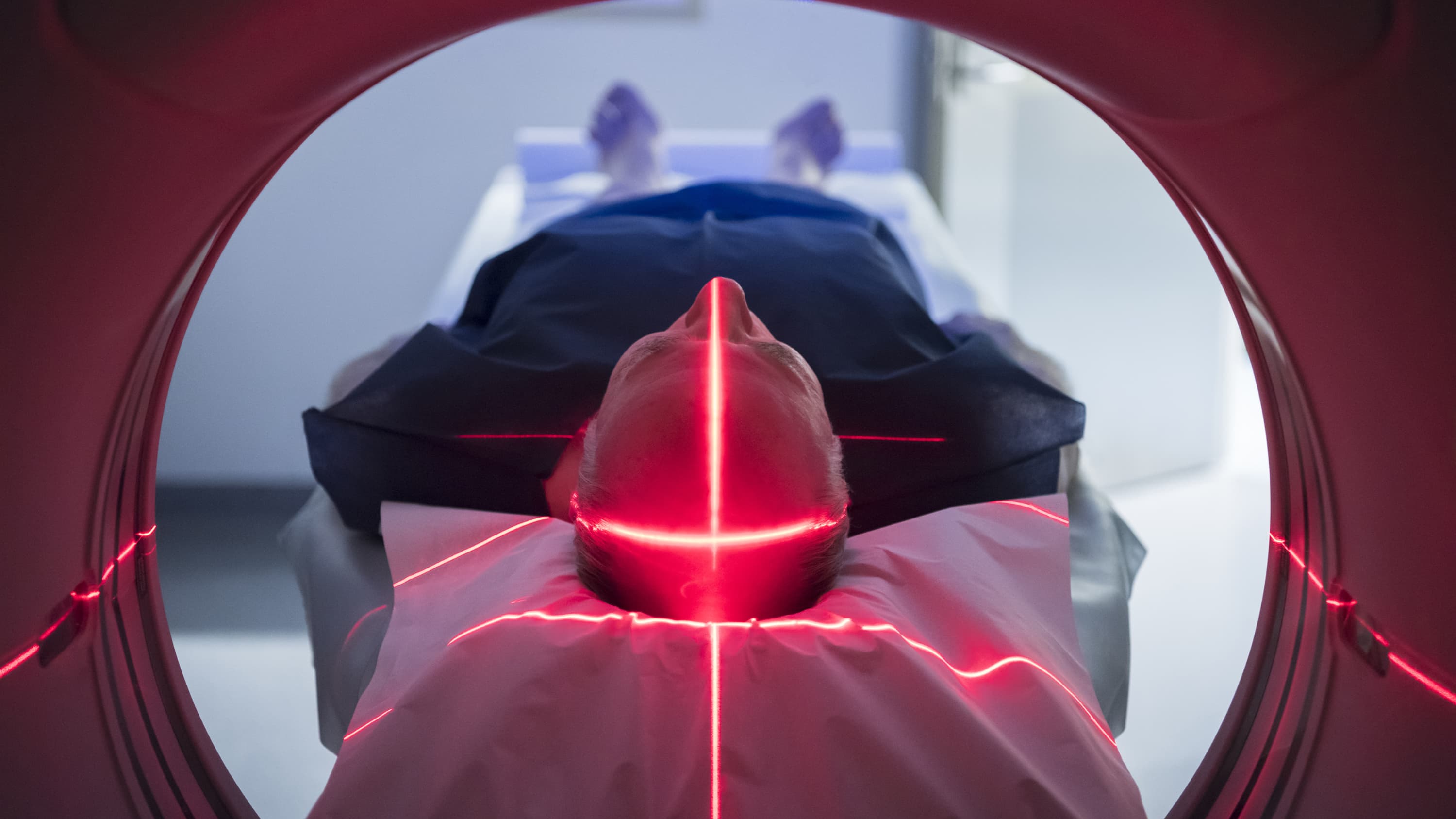 A patient in an MRI machine.