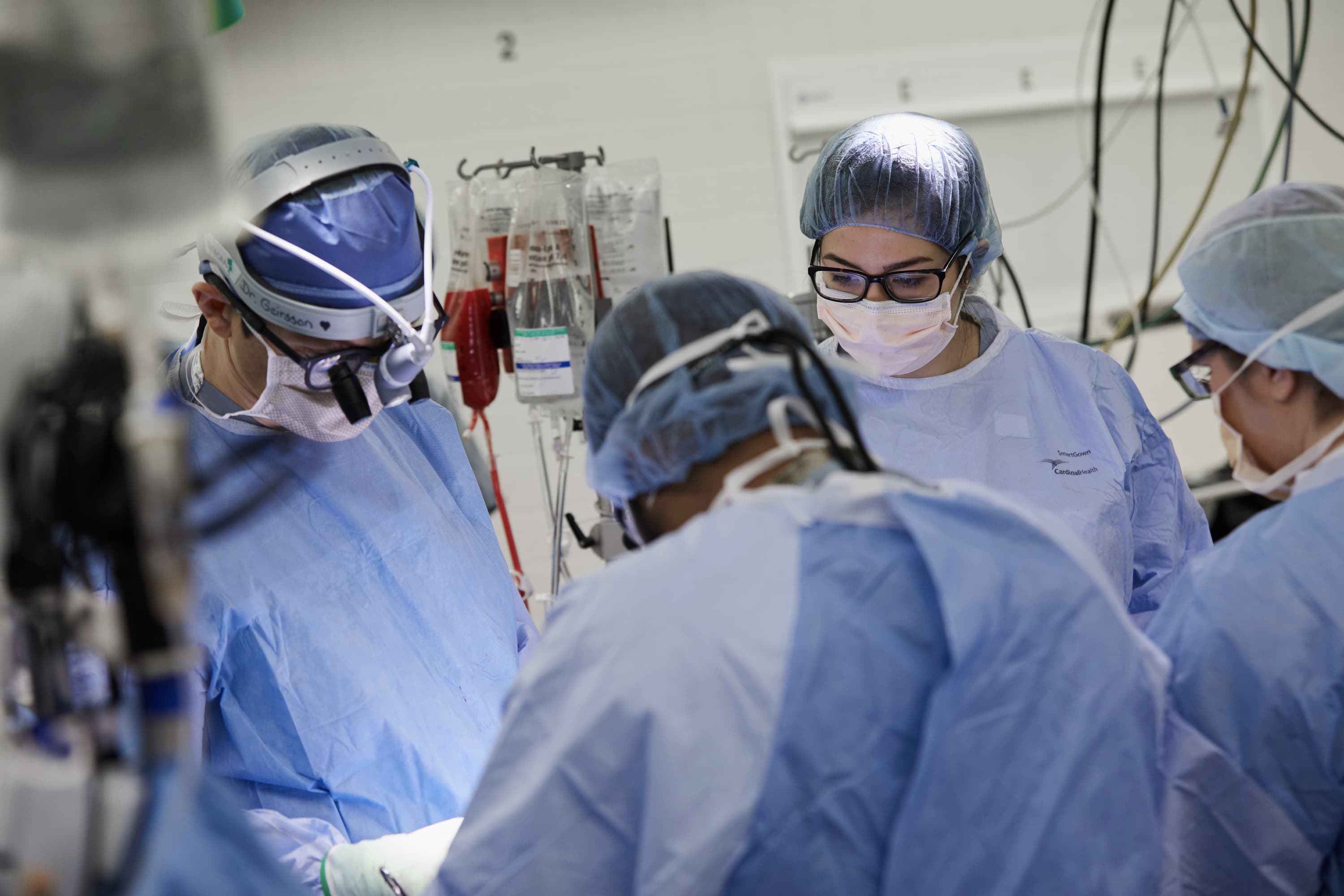 Arnar Geirsson, MD, with surgical staff performing surgery