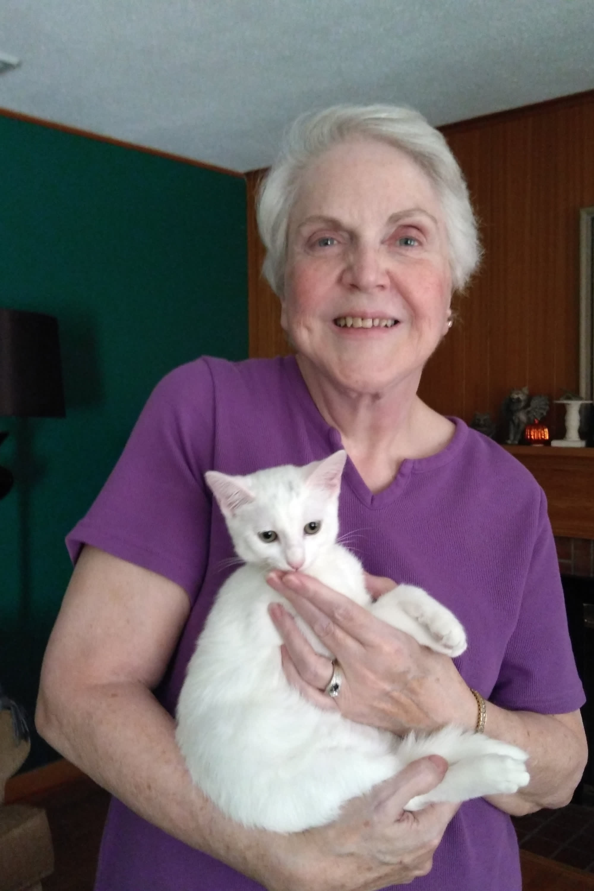 Trish Zappone with her cat Mewster